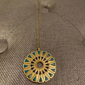 Gold and Blue Pendant Necklace